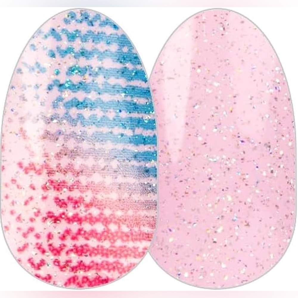 Color Street SOUND WAVES Pink & Blue Glitter Glitter Nail Strips Set